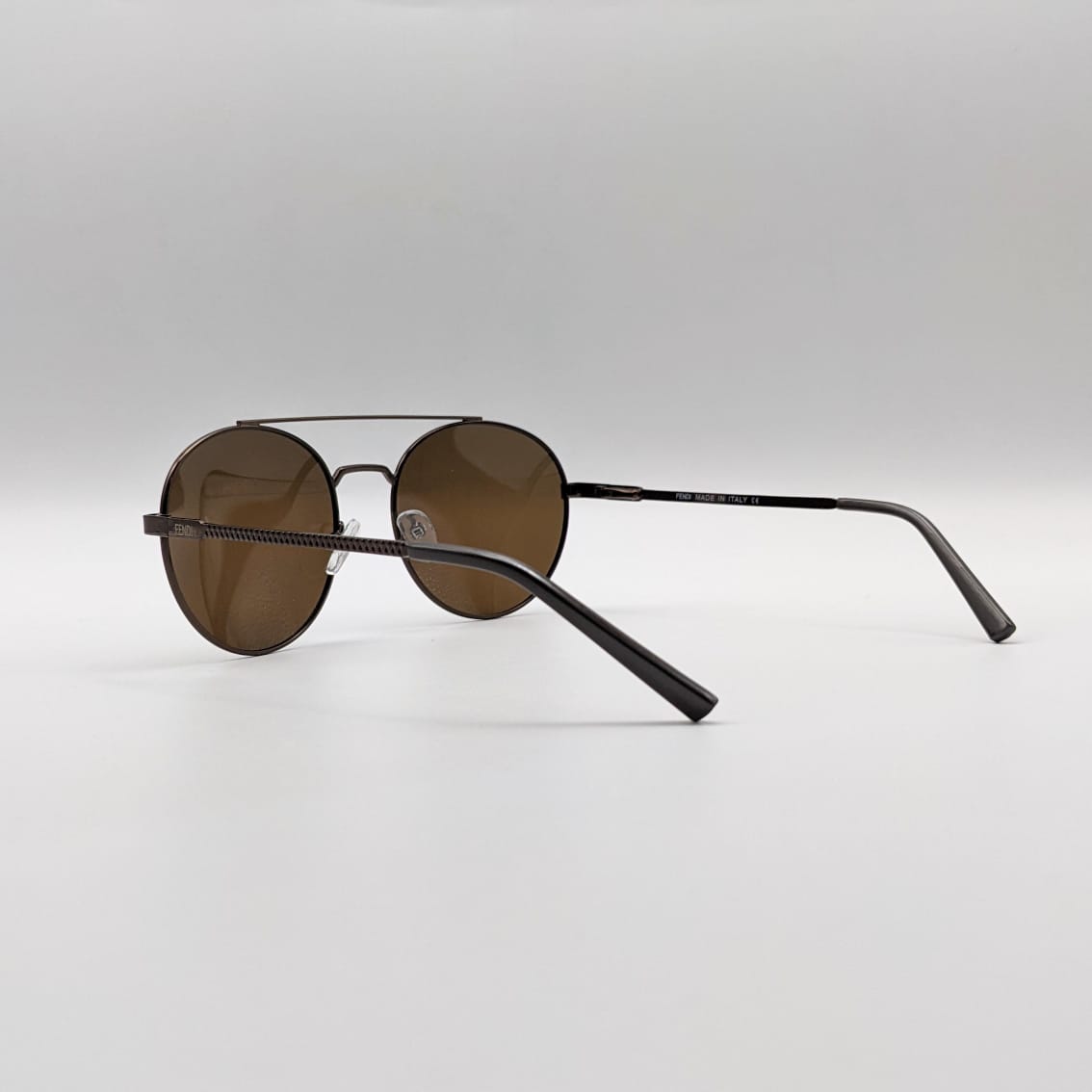 ROUND- Metallic Male Sunglasses - Brown